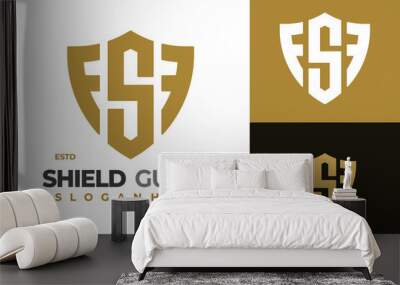 Letter S Shield Guard logo design vector symbol icon illustration Wall mural