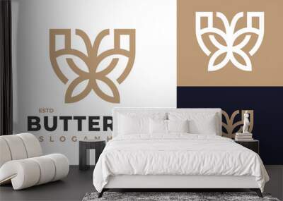 Letter U Butterfly logo design vector symbol icon illustration Wall mural