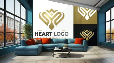 M Heart Luxury Logo design vector symbol icon illustration Wall mural