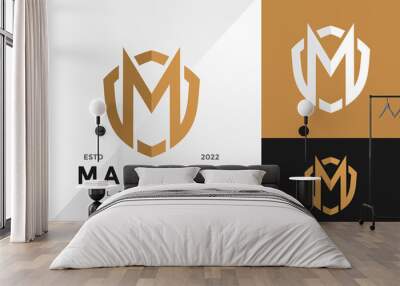 M Shield Monogram Logo Design Vector illustration template Wall mural