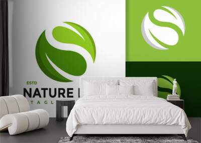 S Nature Leaf Modern Logo Design  Vector Template Wall mural