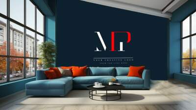 MP, PM, M, P Letter Logo Design with Creative Modern Trendy Typography Wall mural