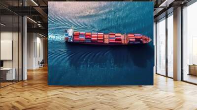 A large cargo ship containing many containers is sailing on the vast ocean Wall mural