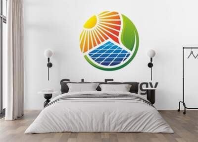 Solar energy, solar panel, sun logo design Wall mural