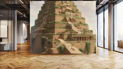 A great Ziggurats with Hanging gardens of Babylon. Wall mural