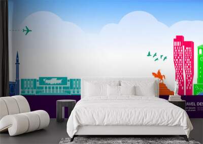 Albania travel destination grand vector illustration.  Wall mural