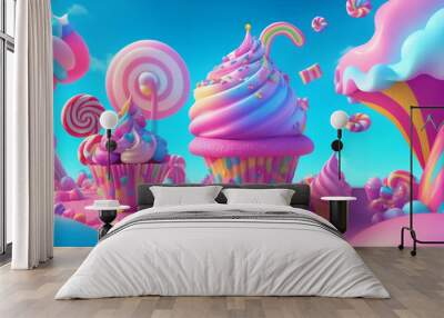 Colorful Candyland Background, Generative AI Illustration. Wall mural