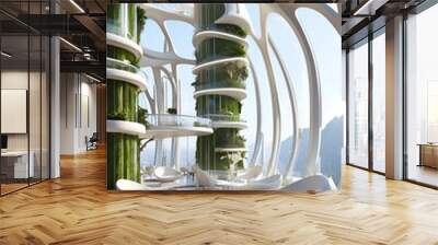 Futuristic hotel architecture of tomorrow concept. Wall mural