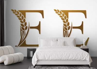 Gold Letter with Rice  for logo design vector. Wall mural