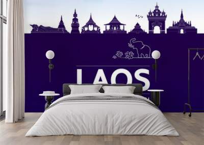 Laos travel destination grand vector illustration.  Wall mural