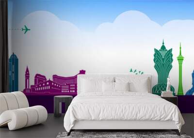 Macau travel destination grand vector illustration.  Wall mural