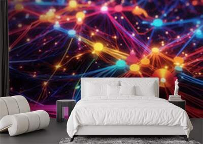 Modern digital network technological processes background. Wall mural