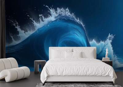 Splash blue wave, Generative AI Illustration. Wall mural