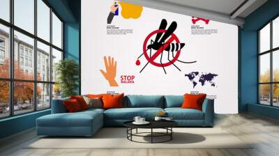 Stop denque fever and stop mosquito vector illustration. Wall mural