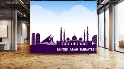 United Arab Emirates travel destination grand vector illustration.  Wall mural