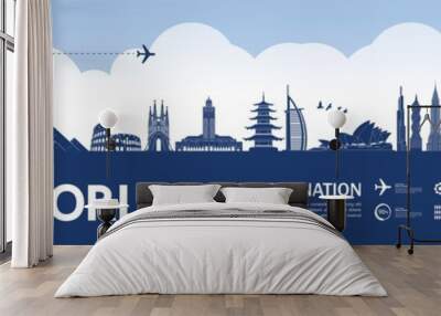 World travel destination grand vector illustration.  Wall mural