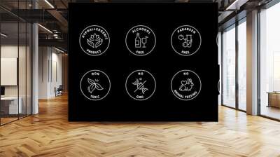 Natural Cosmetics Vector Icons - Organic Beauty Products Line Art Set Wall mural