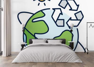 Resource reuse Icon Design. Represents Sustainability, Eco-Friendly Solutions, Conservation Efforts, Environmental Awareness. Vector icon with editable Stroke. Wall mural