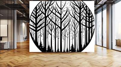 Forest icon hand drawn doodle art isolated on white background Wall mural