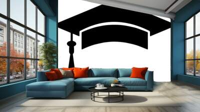 Silhouette of graduation cap or education hat on transparent background Wall mural