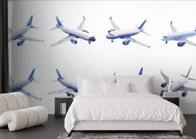 Set of airplanes, Airplane in the sky, Realistic airplane vector Wall mural