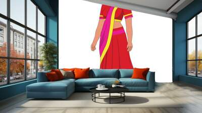 Indian girl three quarter view cartoon character design for 2d animation Wall mural