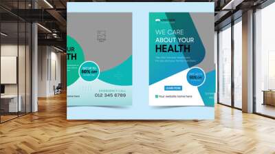 Dentist medical clinic marketing social media post square web banners or healthcare service template Wall mural