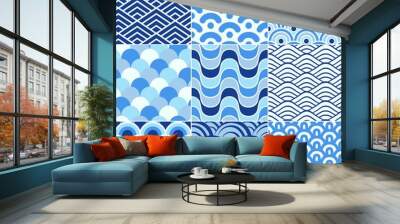 seamless retro wave pattern Wall mural