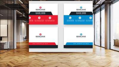 Red and Blue modern creative Corporate business card Template 36 and name card, simple, Eye catching, Professional, clean template vector design with Triangle, Rectangle and Hexagon layout Wall mural