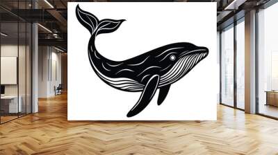 Whale silhouette vector Wall mural