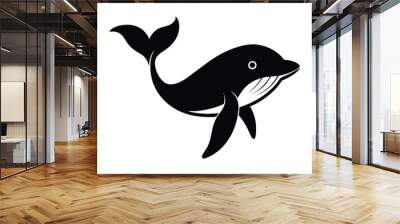 Whale silhouette vector Wall mural