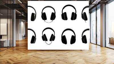 Black headphone icon vector images.
 Wall mural