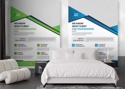 Corporate business flyer template design set and Flyer poster and leaflets layout, fully Editable Wall mural