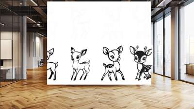 Merry Christmas of cute deer on white background. coloring book.
 Wall mural