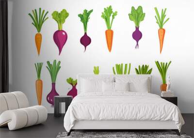 Set of different vegetables, hand drawn watercolor illustration.  Wall mural