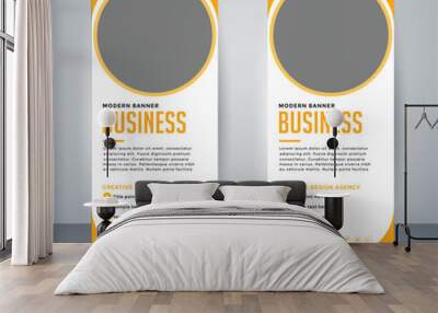 Corporate roll up banner stand design. Business marketing and advertising x banner, pop up, pull up template. 3,2 color and 5 bundle layout 2024 Wall mural