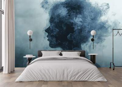 Eerie ghostly figure of a woman formed by smoke Spooky backdrop Digital artwork Wall mural