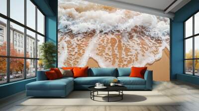 Sea wave on beach sand Wall mural