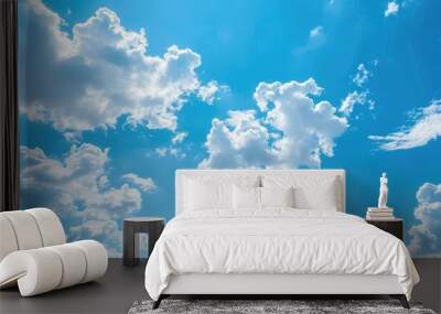 Stunning sky with blue hues and fluffy clouds scenic view Wall mural