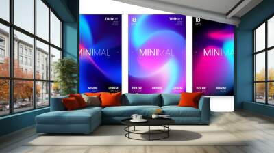 Abstract Vivid Colorful A4 Posters Set. Trendy Fluid Gradient Wall mural