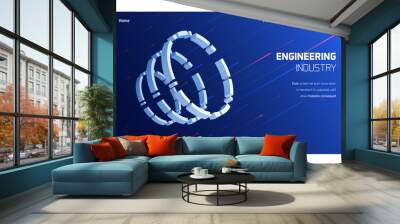 Engineering industry 3d mechanism, futuristic technology conception, isometric vector illustration background  Wall mural