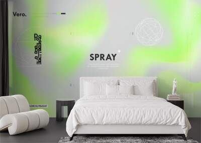 Trendy graffiti style background with light neon green blurred shape. Modern wallpaper design for poster, website, placard, cover, advertising Wall mural