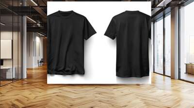 Blank T Shirt color black template front and back view on white background Wall mural