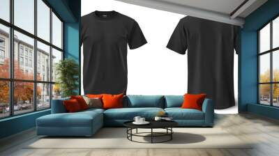 Blank T Shirt color black template front and back view on white background Wall mural