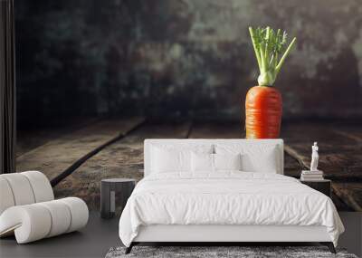 Carrot isolated on a wooden table Wall mural