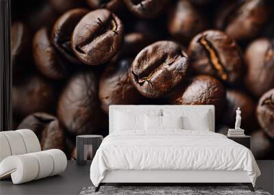 Close up of roasted coffee beans background Wall mural