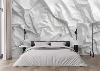 crumpled white paper texture background Wall mural