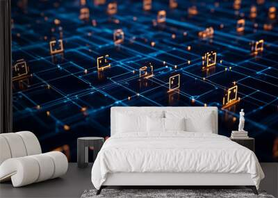 Cyber ??security and data protection internet network security protect business and financial transaction data from cyber attack user private data security encryption Wall mural