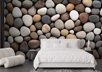 harmonic image of round gently colored pebble stones. Wall mural