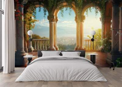 italian building. bright colors. Mediterranean style. sunlight. holiday feelings.  Wall mural